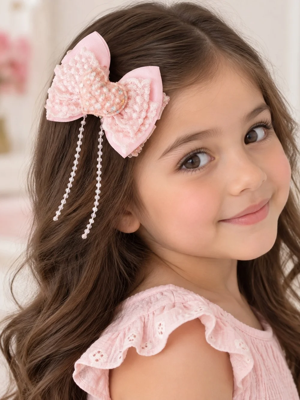 Deluxe Pink Hair Bow Gift Box Set - Handmade Girls Hair Accessories (6 Pieces)